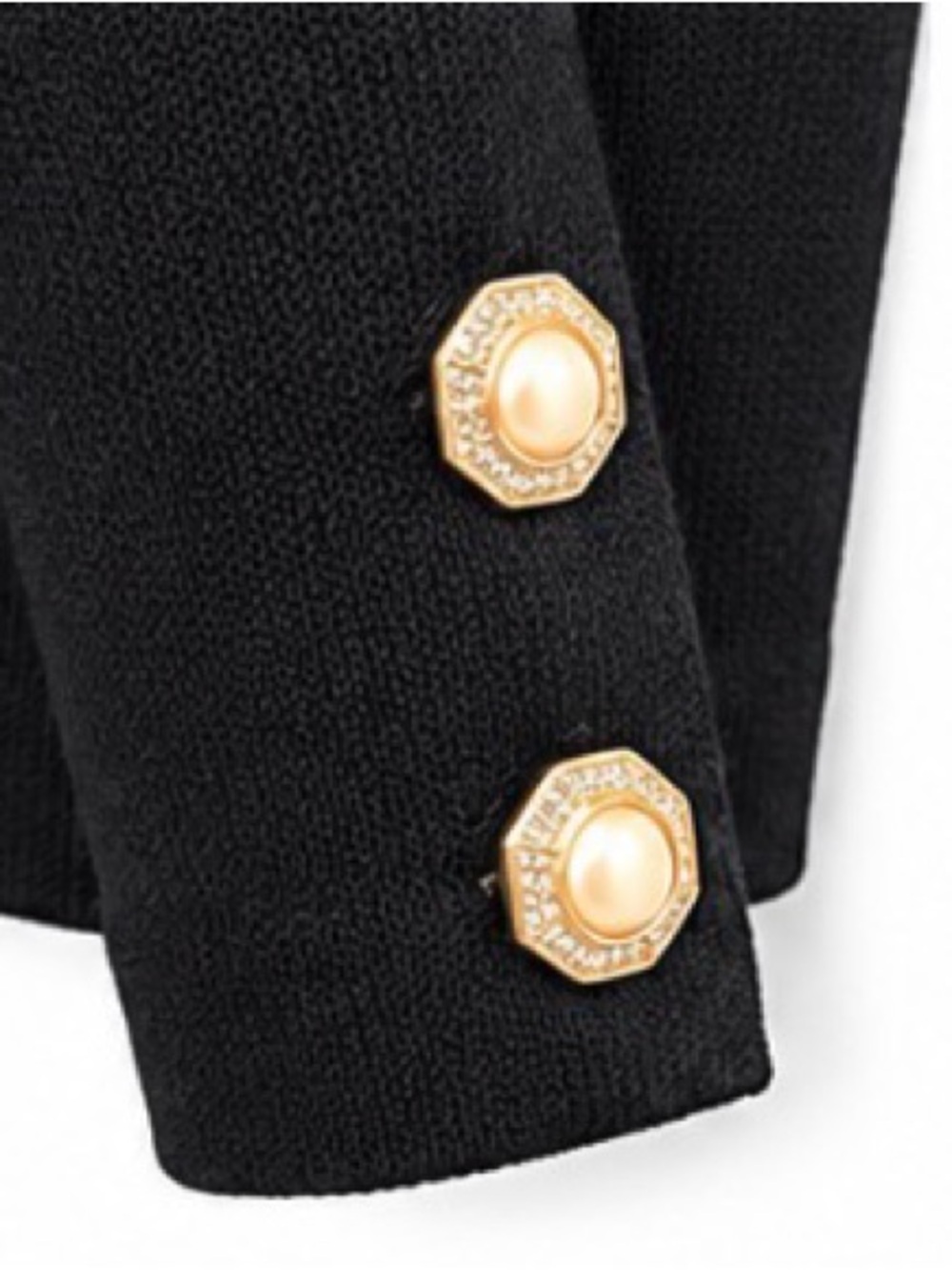 St. John Black Blazer with Gold Button Closure - Picture 4 of 5